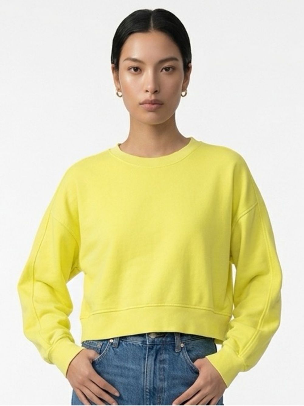 lululemon athletica Cropped Crewneck Sweatshirt in Neon Yellow